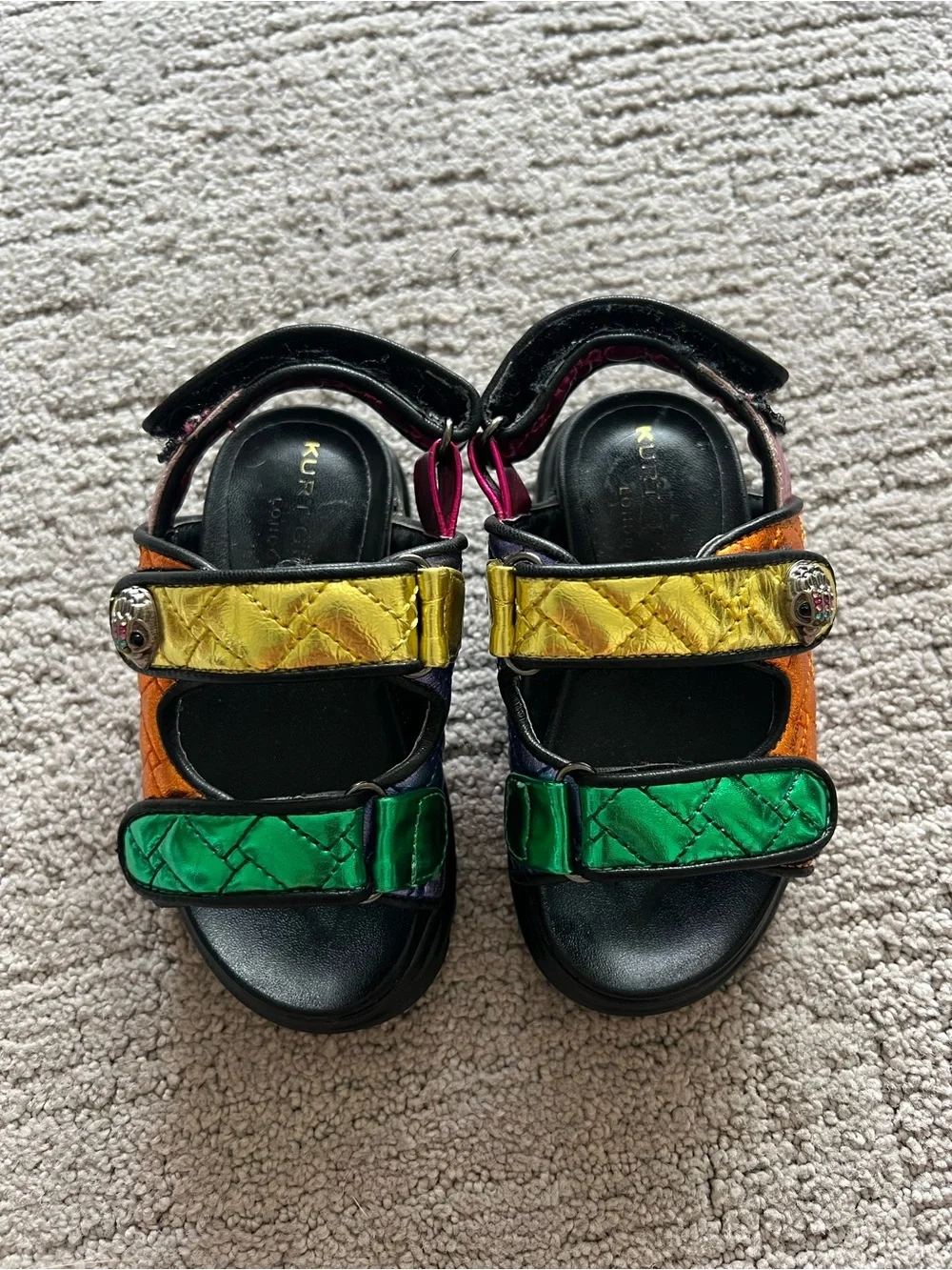 Kurt Geiger Toddler Mini Orson Multicolor Quilted Strap Leather Sandals